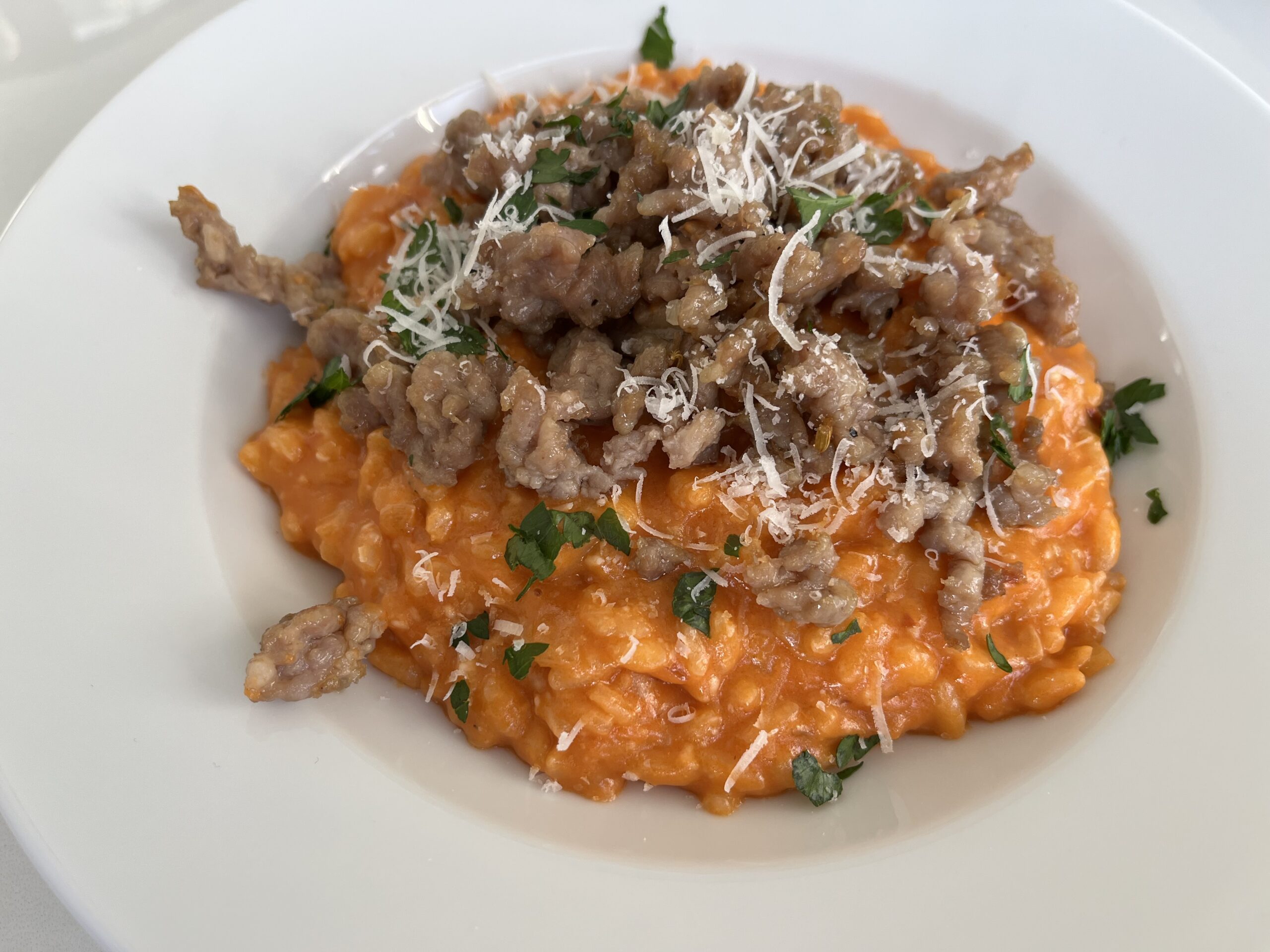 Creamy Tomato Risotto with Italian Sausage